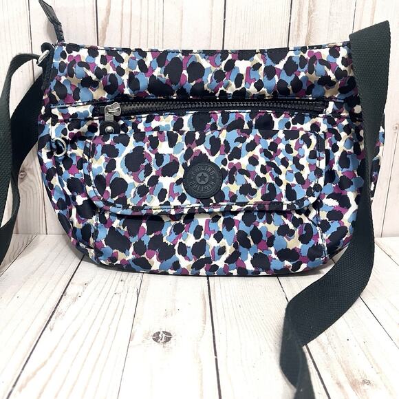 Kipling Sabian Crossbody Bag Colorful Purple Blue Animal Print - Picture 1 of 14